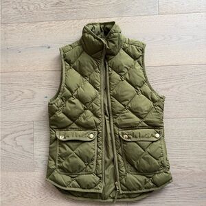 Petite J. Crew Olive Green Quilted Vest